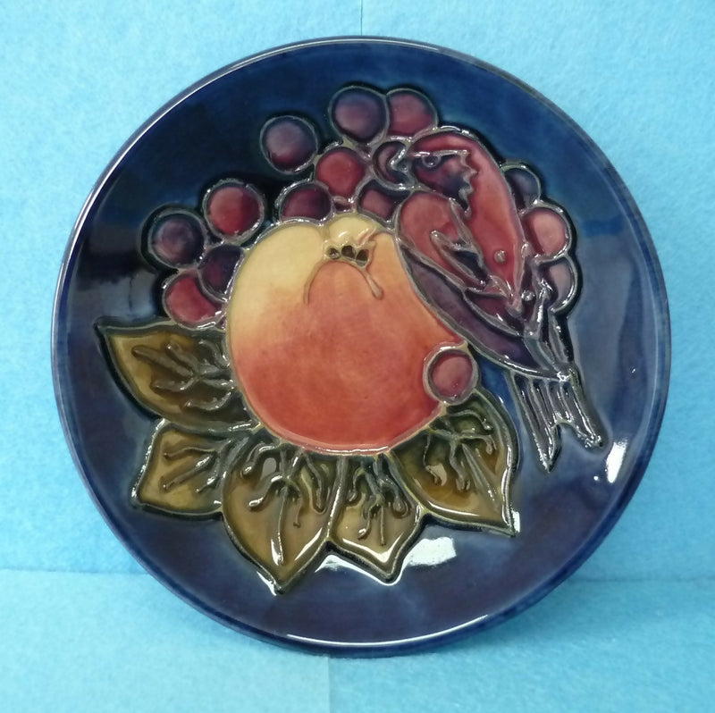 A Moorcroft Pin Dish in the Finches Design by Sally Tuffin