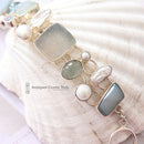 Silver Pearl, Blue Topaz, Aquamarine & Quartz Bracelet