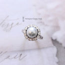 Vintage Platinum Southsea Pearl & Diamond Cluster Ring
