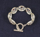 Elegant Heavy Sterling Silver & Garnet T-Bar Link Bracelet – Birmingham Hallmarked