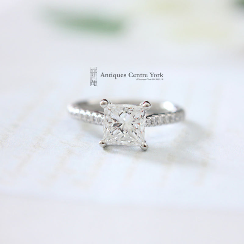 Platinum Certified Princess Cut Diamond Solitaire 1.53cts