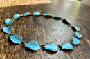 Modern Mid Century Hans Myhre Sterling Silver Gilt Sea Spray Blue Enamel Necklace
