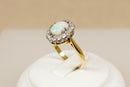 18ct Gold Fire Opal & Diamond Cluster, Certified
