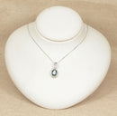9ct White Gold London Blue Topaz & Diamond Pendant with Chain