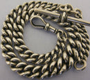 Heavy Antique Solid Sterling Silver Albert Pocket Watch Chain & T-Bar Bir 1901