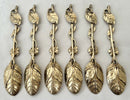 Six George III Silver Gilt Naturalistic Teaspoons. 4 troy ounces, circa 1760.
