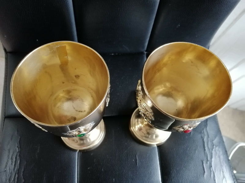 Pair of Arts and Crafts Brass Goblets circa 1890