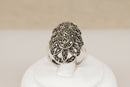Art Deco Sterling Silver & Marcasite Statement Ring – Stamped SILVER