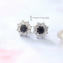 18ct White Gold Sapphire & Diamond Cluster Earrings
