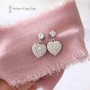 Platinum Diamond Heart Cluster Drop Earrings 1.40ct