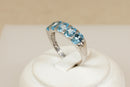 Silver & 5 Stone Blue Topaz Ring