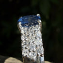 Platinum Sapphire and Diamond Pavé Ring, 1.14ct Oval Sapphire, Pt900