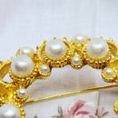 Vintage Gold Tone & Faux Pearl Brooch