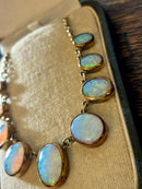 Hallmarked 9ct Rose Gold 12.5 Gram 16 Inch 23ct Oval Cut Australian Fire Opal Choker Necklace