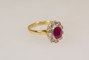 Superb 18ct Gold Ruby & Diamond Cluster Ring – 0.75ct Ruby & 0.40ct Diamonds