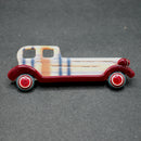 Lea Stein pink-maroon limousine brooch