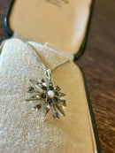 Victorian c1880 9ct Gold Burmese Sapphire & Seed Pearl 12 Point Star 6.5g Pendant