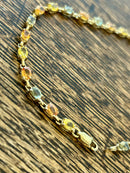 Hallmarked 9ct Gold Citrine, Blue Topaz & Orange Sapphire Tennis Bracelet