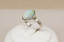 Pretty Silver Fire Opal Ring – Oval Cabochon Design