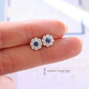 9ct White Gold Sapphire & Diamond Cluster Earrings
