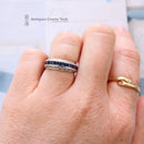 18ct White Gold Sapphire & Diamond 3 Row Half Eternity Ring
