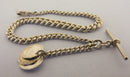 Antique Solid Sterling Silver Albert Pocket Watch Chain t-Bar & 3 Coin Fobs Bir 1910