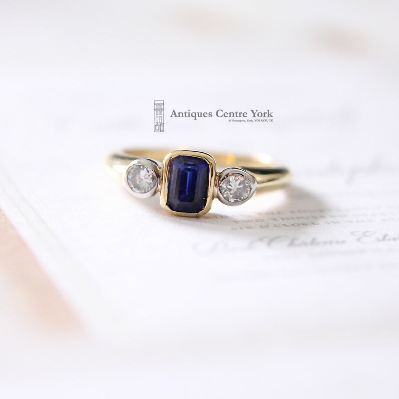 18ct Sapphire & Diamond Three Stone Ring