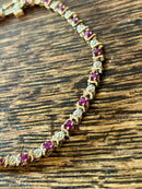 Hallmarked 9ct Gold Burmese Ruby & Diamond Tennis Bracelet