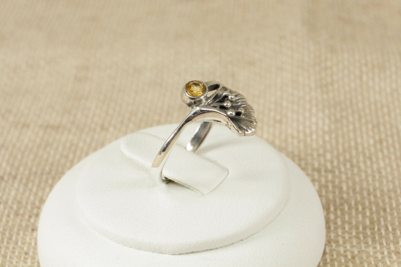 Silver & Citrine Flower Ring