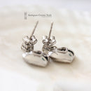 Platinum Diamond Heart Cluster Drop Earrings 1.40ct