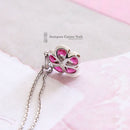 18ct White Gold Ruby & Diamond Petal Cluster Pendant