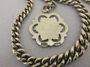 Heavy Antique Solid Sterling Silver Albert Pocket Watch Chain & Fob Bir 1901