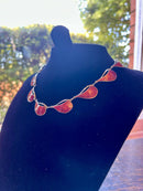 Norwegian 1932 Sterling Silver London Import Marked Ox Blood Red Enamel Necklace