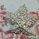 Vintage Rhinestone Maple Leaf Brooch