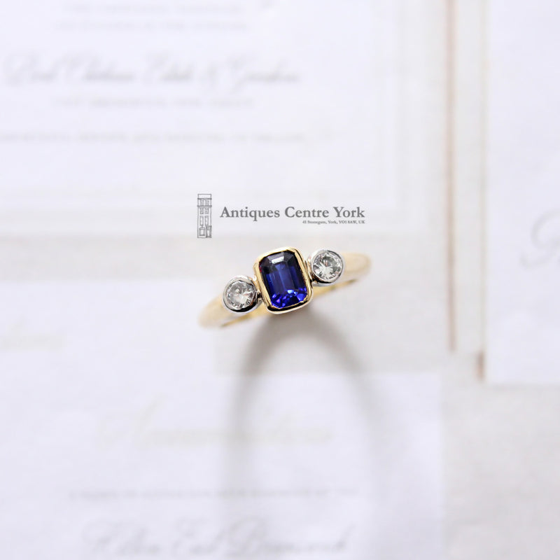 18ct Sapphire & Diamond Three Stone Ring