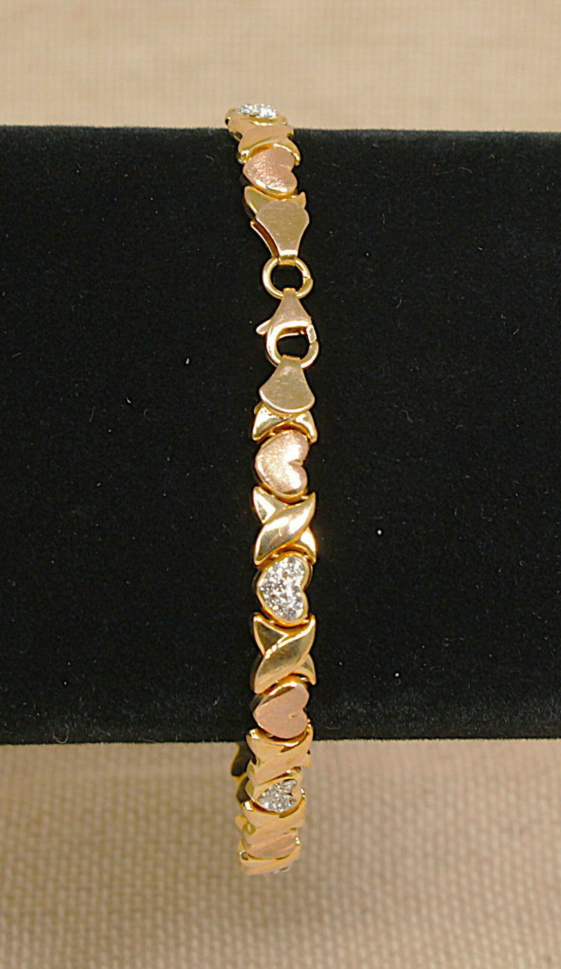 Silver Gilt Heart Design Bracelet