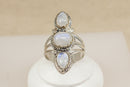 Large Sterling Silver & Moonstone Trilogy Statement Ring