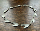 Modern Mid Century KA Rasmussen Sterling Silver Gilt Snowdrop White Enamel Necklace