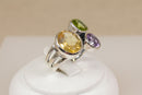 Stunning Bold Sterling Silver Multi-Gem Studio Style Ring