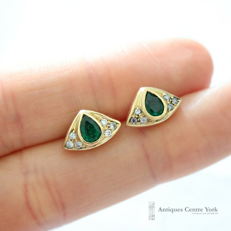 18ct Emerald & Diamond Earrings