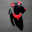Lea Stein Ric the terrier black and red brooch