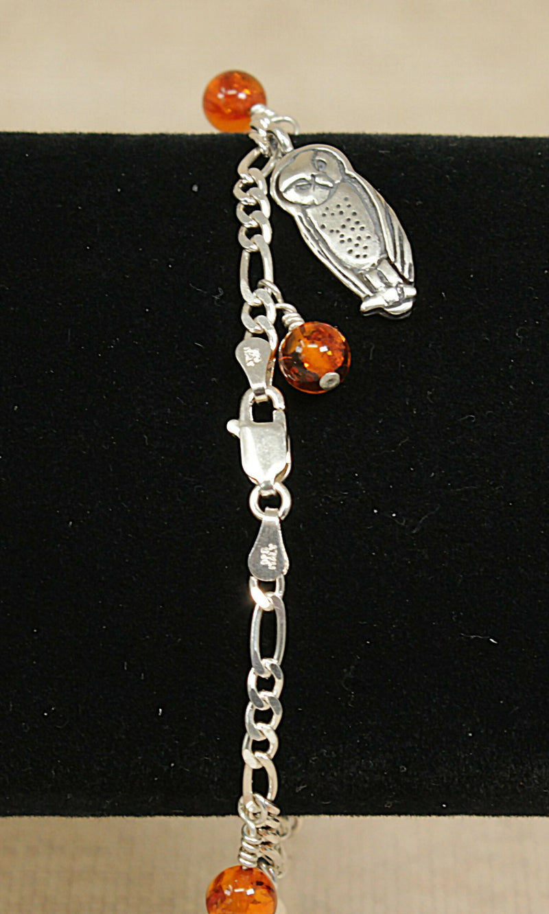 Silver & Amber Owl Bracelet