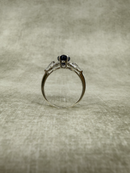 Vintage Silver Natural Sapphire and White Topaz Art Deco Style Ring