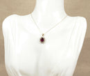 9ct Gold Almandine Garnet & White Topaz Pendant & Chain