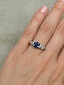 Vintage 925 Silver Lavender and White CZ Five Stone Ring