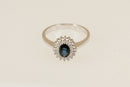 18ct White Gold Sapphire & Diamond ‘Diana’ Style Cluster Ring