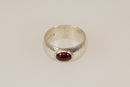 Vintage Silver Garnet Ring with Bark Effect Band – London 1979