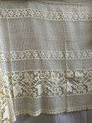 Beautiful Period Arts & Crafts biscuit tea colour cotton lace panel 84”/35”