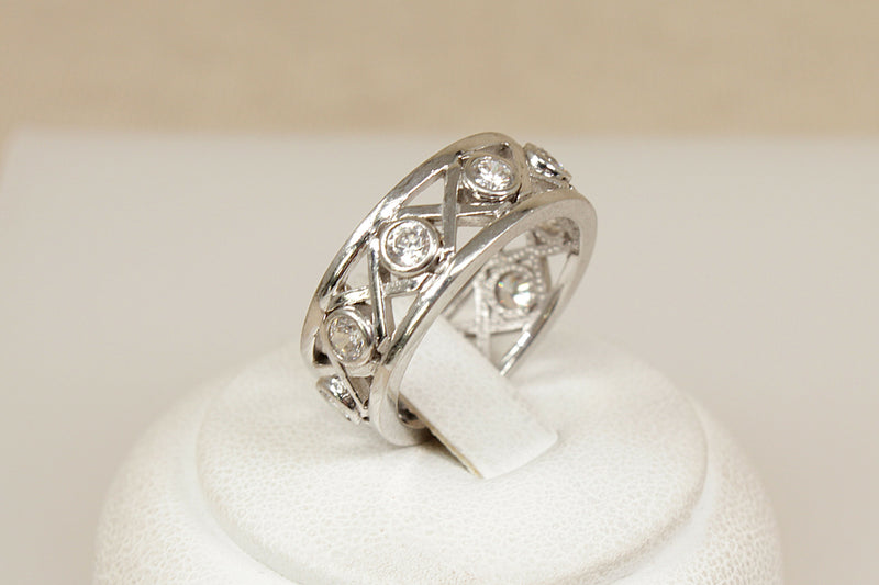 Silver & CZ Openwork Full Eternity Ring