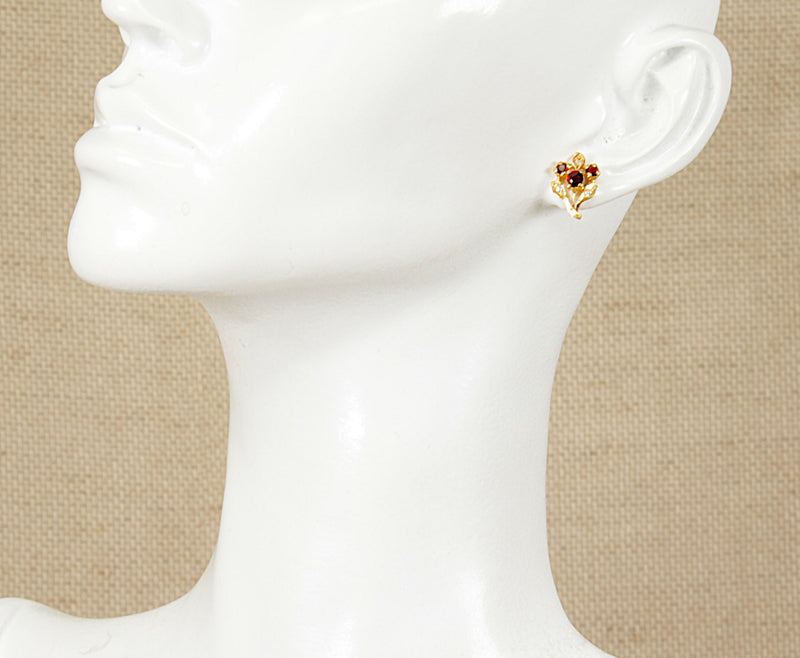 9ct Gold & Garnet Earring Studs